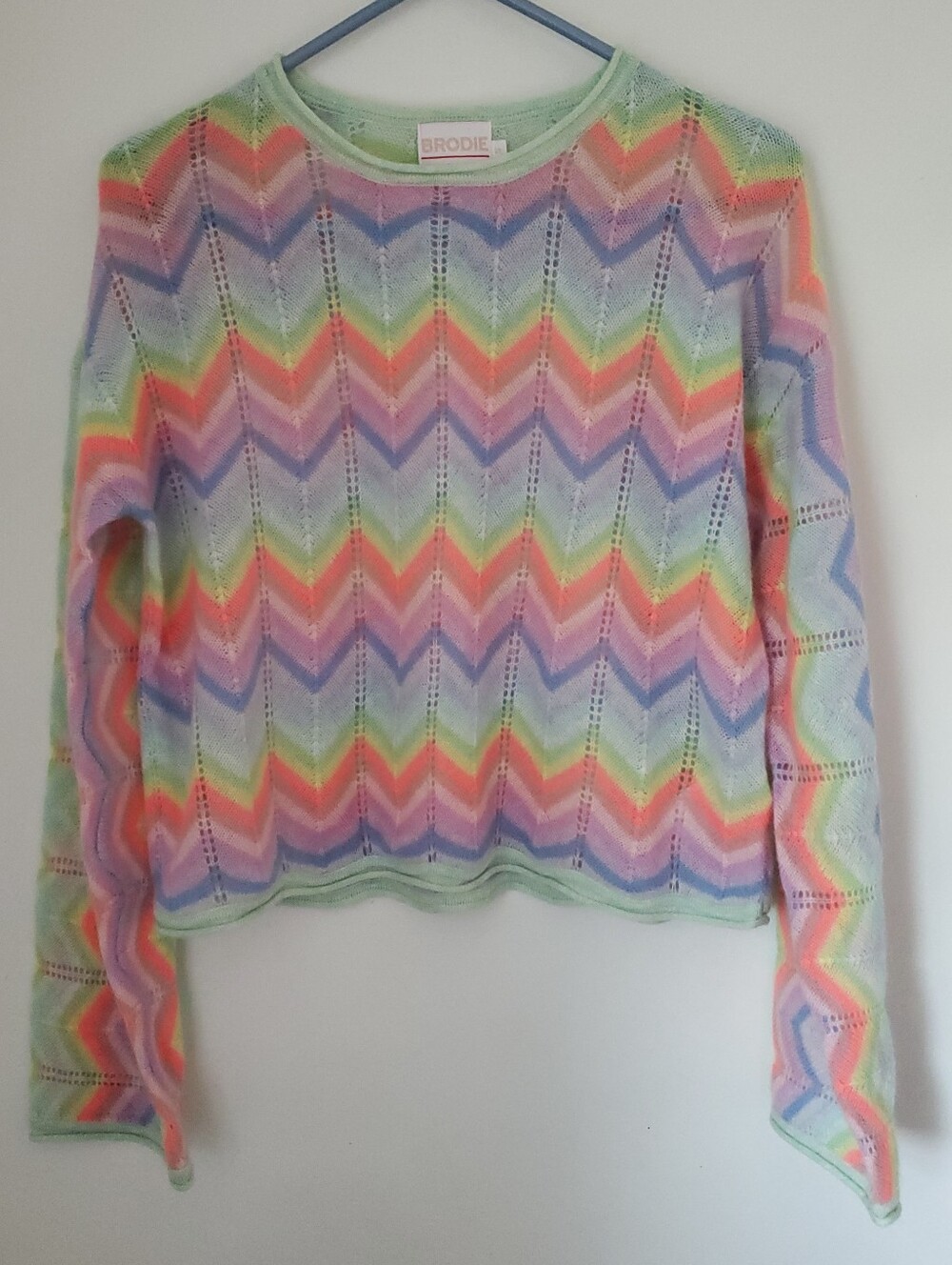 Brodie 100% Cashmere Sweater Size Small Rainbow Pastel Y2K Whimsical Fairy Retro